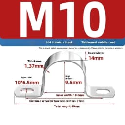 1Pcs Thickened U-Tube Strap Clamp Stainless Steel Horseback Wire Throat HoopCable Fastener Clips Applicable To Pipe OD 8-200mm