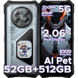 DOOGEE V50 Pro 5G AI Rugged Phone 6.78" Dimensity 8300 52GB RAM(16+36) 1TB ROM with 2.06" AMOLED Multi-function Rear Display 200MP Camera 64MP Night Vision Camera Android 16 Supports Walkie Talkie