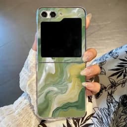 Marble Pattern Transparent Phone Case For Samsung Galaxy Z Flip 6 5 4 3 Clear Hard Folding Cover For Samsung Z Flip6 Flip5 Flip4