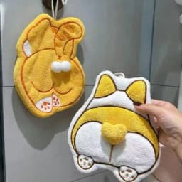 Hot Cute Cat Corgi Egg Butt Hand Towel Coral Fleece Velvet Absorbent Hanging Towel Quick-drying Thickened Handkerchief Washcloth