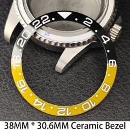 Sloping 38mm * 30.6mm Ceramic/Aluminum Bezel GMT and Diving Watch Insert Fits for 40mm Men's Watch Case Bezel Replacement Insert