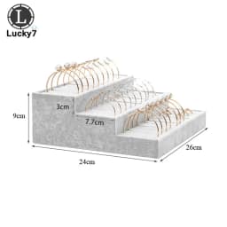 Gray & Black Flannel 3-layer Bracelet Display Stand Ring Bracelet Display Tray Counter Jewelry Display Stand Bracelet Organizer