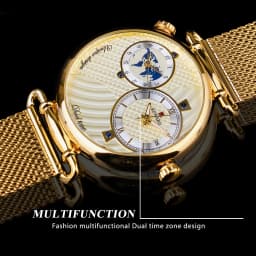 REWARD Gold Watches Men Multiple Time Zone Display Quartz Wristwatch Business Clock Man Luxury Watch
