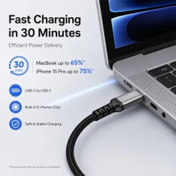 240W USB C to USB C Cable, PD3.1 Fast Charging Type C Cable Nylon Braided for MacBook Pro Air iPad Pro Laptop