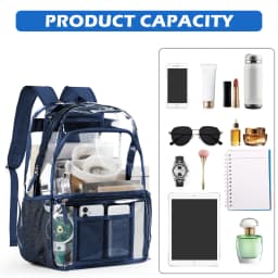 Clear Polyester Backpack - Stylish Transparent Daypack for School Multipocket Transparent Backpack Casual Modern Aesthetic Bag 