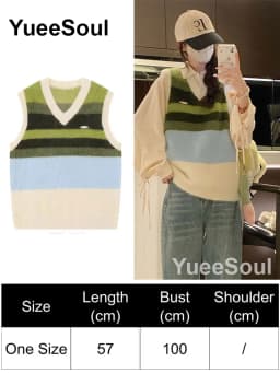 Green Knit Vest Printed Sleeveless Pullover Oversized Women Sweater Vest 2026 New Y2K Vintage Knitwear Women's Autumn Clothing