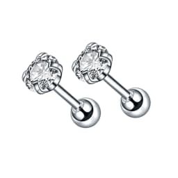 3-8mm Small Black Silver Color Earrings Stone CZ Crystal Ear Studs Surgical Steel Cubic Zirconia Helix Earring Women Accessories