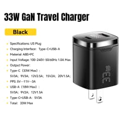 Essager 33W GaN USB Type C Charger Digital Display PD Fast Charging For iPhone 16 15 14 Pro Max iPad Mini 6 Xiaomi Samsung S22