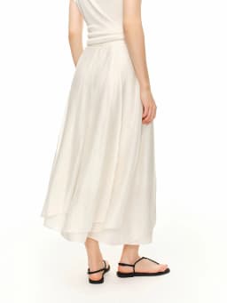 DUSHU 2026 Summer Women's Acetate Paneled A-Line Skirt - Urban Sophisticated Style for City Commute and Daily Outings