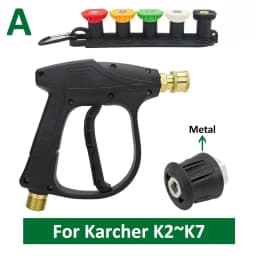 Pressure Washer Gun With Karcher/Nilfisk/Parkside/Bosch Hose Adapter & Quick Connect Nozzle for Car Surface Cleaning