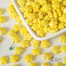 Exclusive Hand-painted Yellow Ceramic Straight Hole Bead Jewelry For Summer