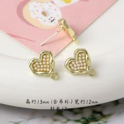 10pcs Pearl Stud Earrings Settings Handmade Roun Hollow Love Heart Earrings Connectors for DIY Jewelry Making Findings