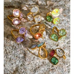 Yhpup 2026 Multi Color K9 Crystal Square Adjustable Ring for Women 18K Gold Color PVD Plated Shiny Exquisite Jewelry