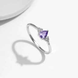 MODIAN 925 Sterling Silver Water Drop Cocktail Ring Classic Prong Purple Cubic Zirconia Rings For Women Female Fine Jewelry