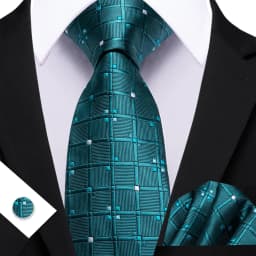 Barry.Wang Jacquard Water Duck Blue Men's Tie With Pocket Square Cufflinks Set Exquisiet Necktie For Male Wedding Business