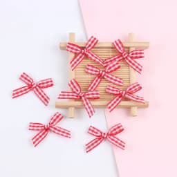 50Pcs/Lot Mini Plaid Stain Ribbon Bow Checkered Gingham Bow For DIY Sewing Crafts Wedding Decoration Hairpin Garment Accessories