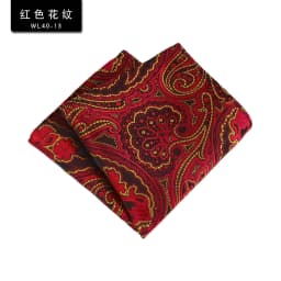24cm Formal Paisley Pocket Square Mens Polyester Black Red Handkercheif Wedding Party Tuxedo Accessories Elegant Hanky Cravat