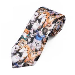 Men's Smooth Soft Polyester 8cm Tie Vintage Cute Giraffe Cat Vegetable Reindeer Pattern Printed Wedding Party Accessory Gift