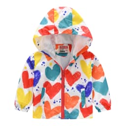 Boys and Girls Wind Cap Coat Assorted Cartoon Pattern Printed Zipper Coat Children Spring Wear