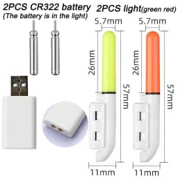 Night Fishing Light CR322 Lithium Battery USB Charge Set Buoy Tools Bobber Pesca Luminous Stick Rod LED Tackle Fluorescent Lamp