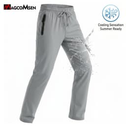 MAGCOMSEN Men's Casual Trousers Quick Dry Waterproof Stretch Work Pants with Zip Pockets Spring Summer Sweatpants