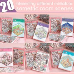 3D Sticker Scene Book,Include 20 Beautiful House Isometric 3D Space DIY Scene Stickers Book,Cute Art Stickers for Girls