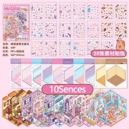 1pc Miniature Scene Collection 2.0 Landscape Stickers 3D House Girl Decompression DIY Children's Handbag Stickers