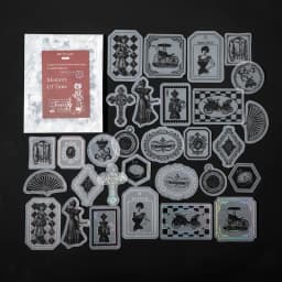 30pcs/pack Vintage Silvery Stickers for Junk Journal DIY Scrapbooking Collage Album Creative Stationery Craft Sticker