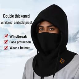 Unisex Winter Balaclava Knit Hood - Windproof Mask with Drawstring Motorcycle Riding Headgea Warm Knitted Cap Cold Weather