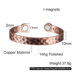 Vinterly Pure Copper Bracelets Adjustable Vintage Knot Magnetic Bangles 8mm Wide Arthritis Health High Magnet Jewelry Resizable
