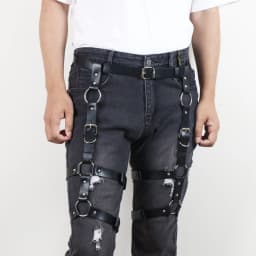 Black Leather Thigh Leg Belt Punk Harness Body Chain Cage Women for Men
