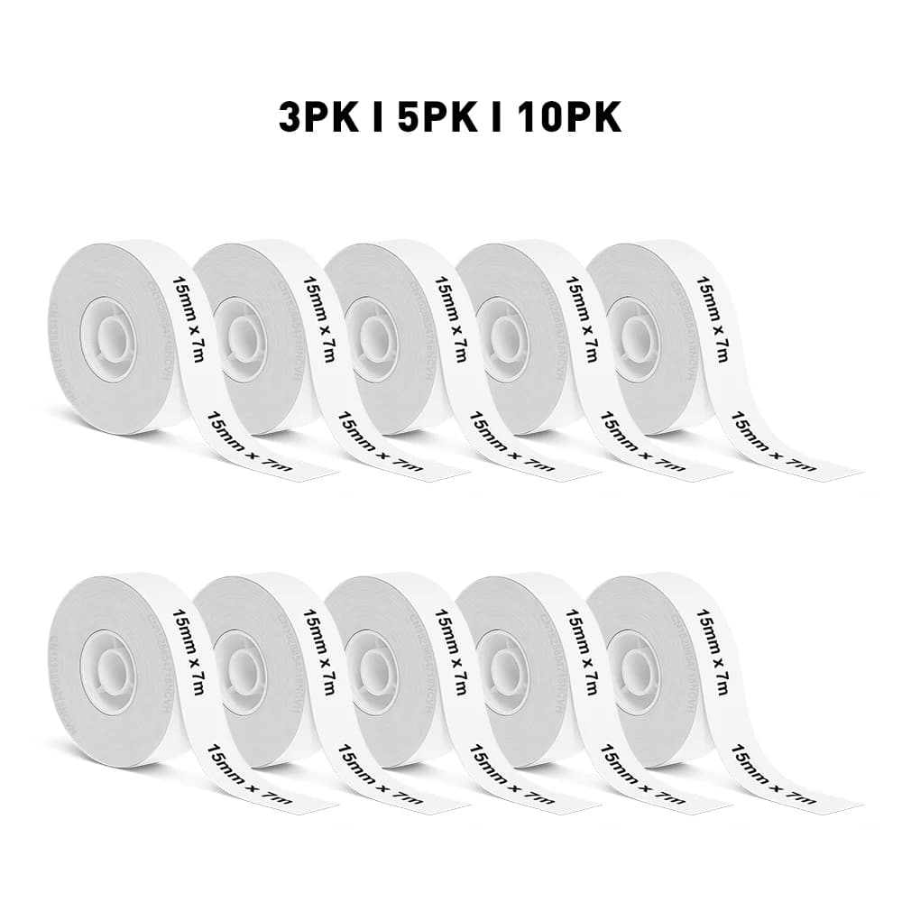 3/5/10PK Continuous Label Tape 15mmx7m Self-adhesive Sticker Thermal Paper Compatible for Marklife P12 P15 D30 Q30 Label Printer