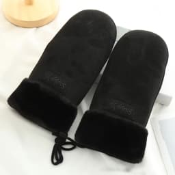 Winter Women Keep Warm Thickened Fleece Suede Halter Gloves Cute Lovely Sweety Cold Protection Mittens