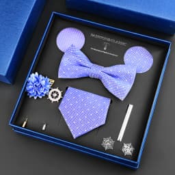 Luxury Neck Tie Set For Men Classic Brand Necktie Bowtie Hanky Cufflinks Floral Brooches Tie Clip Set Wedding Business Box Gift