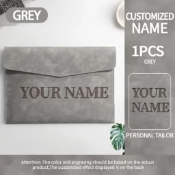 Personalized PU Leather A4 File Folder Custom Name Magnetic Closure File Bag Waterproof Document Laptop Bag for Office School