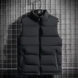 Thickened Flocking down Jacket Vest Men's Autumn Winter Casual Loose Fit Stand Collar Shoulder Pad Coat for Youth Outerwear