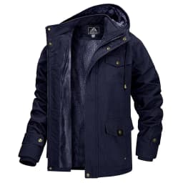 MAGCOMSEN Winter Jacket Men's Cotton Cargo Jacket Fleece Lined Thicken Work Coat Warm Parka Coat Detachable Hood Snow Ski Jacket