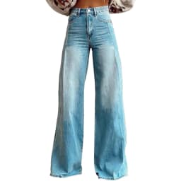 Summer Women's Large Hole Patchwork Jeans High Waist Wide Legs Trousers Cool Girl Casual Bottoms Female Denim Pants