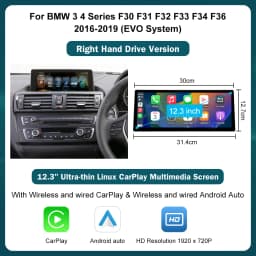 12.3 Wireless CarPlay Android Auto Multimedia Linux Screen For BMW 1 2 3 4 Series F20 F21 F22 F30 F31 F32 F33 NBT OR EVO