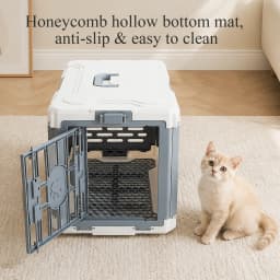 Foldable Pet Carrier, Collapsible Cat Dog Travel Crate with Secure Lock Door, Anti-Slip Mat, Portable Small Animal Kennel for Travel
