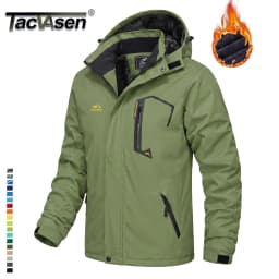 TACVASEN Men's Ski Parka Jacket Waterproof Fleece Lined Insulated Thermal Snowboard Sports Work Winter Jacket with Detached Hood