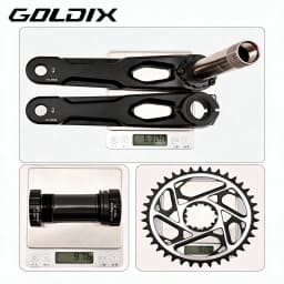 GOLDIX Mountain Bike Crank Chain Wheel Set, Fixed with 3 Screws, Leg Length 170mm/175mm Offset 3 Degrees 30T 32T 34T 36T 38T