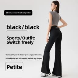 Women Bootcut Shark Yoga Flare Pants With Back Waist Pocket Fitness Workout Leggings Casual Sports Long Pants High Waist Trouser