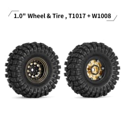 INJORA Black Coating Brass 1.0" Beadlock Wheel Tires Set for 1/24 1/18 RC Crawler Car Axial SCX24 AX24 TRX4M FCX24