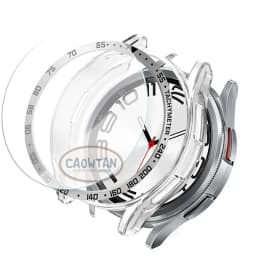 Tempered Glass+Bezel+Case For Samsung Galaxy Watch 6 Classic 43mm 47mm Cover TPU Bumper All-Around Protector Clear Screen Bezels
