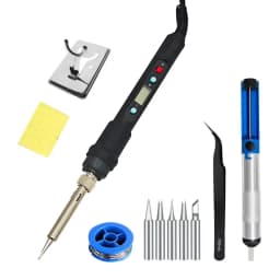 80W Soldering iron kit adjustable temperature LCD solder welding tools Ceramic heater soldering tips Tweezers soldering wire