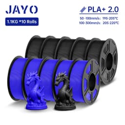 JAYO 3D Filament PLA + 2.0 10 Rolls Upgrade PLA plus 3D Printer Filament Neatly 3D Printing Material For FDM Multicolor