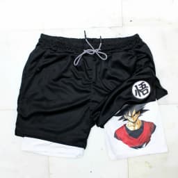 2026 Summer Dragon Ball Men's Shorts Double Two-in-one Shorts Son Goku Printed Quick-drying Fake Two-piece Family Sports Shorts