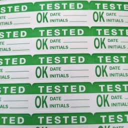 CALIBRATION BY DATE DUE TESTED INITIALS Inspection Record Label Writable Paper Sticker Office Factory Product Audit Check Tag