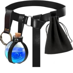 Medieval Belt, Glass Magic Bottle with Bottle Cover, Copper Coin Waist Bag Set, Halloween Costume Belt Prop